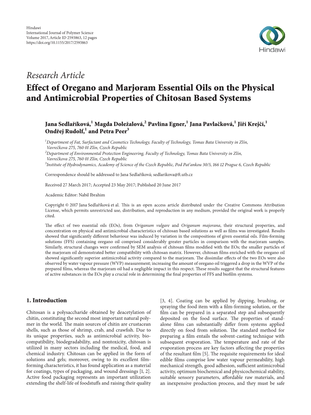 Effect of Oregano and Marjoram Essential Oils on the Physical and Antimicrobial Properties of Chitosan Based Systems