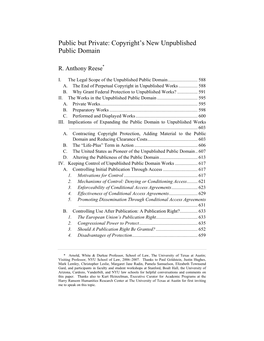 Public but Private: Copyright's New Unpublished Public Domain