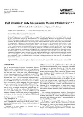 Dust Emission in Early-Type Galaxies: the Mid-Infrared View�,