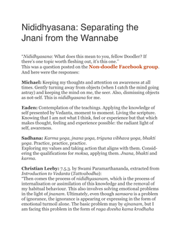 Nididhyasana: Separating the Jnani from the Wannabe