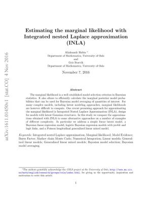 Estimating the Marginal Likelihood with Integrated Nested Laplace Approximation (INLA)