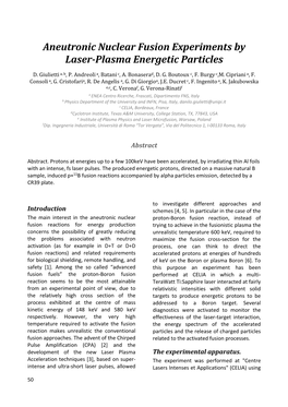 Aneutronic Nuclear Fusion Experiments by Laser-Plasma Energetic Particles