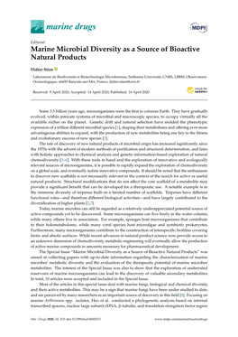 Marine Microbial Diversity As a Source of Bioactive Natural Products