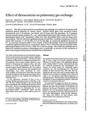 Effect of Thoracentesis on Pulmonary Gas Exchange