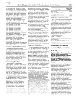 Federal Register/Vol. 80, No. 5/Thursday, January 8, 2015/Notices