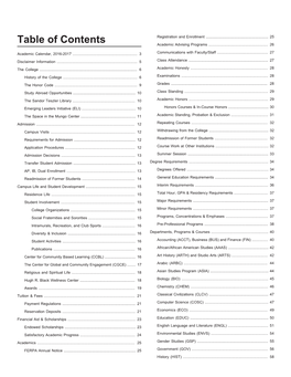 Table of Contents Academic Advising Programs