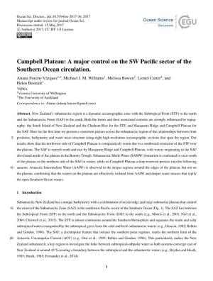 Campbell Plateau: a Major Control on the SW Pacific Sector of The