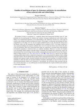 Families of Tessellations of Space by Elementary Polyhedra Via Retessellations of Face-Centered-Cubic and Related Tilings