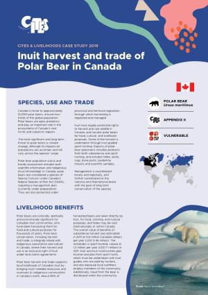 Inuit Harvest and Trade of Polar Bear in Canada
