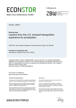 Lessons from the US Transport Deregulation