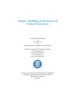 Analysis, Modelling and Protection of Online Private Data
