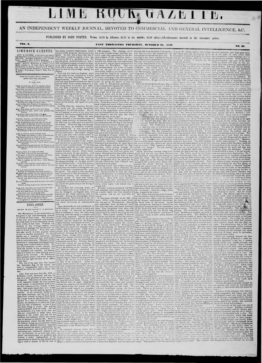 Lime Rock Gazette : October 28, 1847