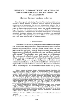 Preschool Television Viewing and Adolescent Test Scores: Historical Evidence from the Coleman Study