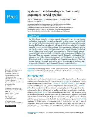 Systematic Relationships of Five Newly Sequenced Cervid Species