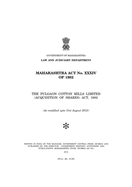 MAHARASHTRA ACT No. XXXIV of 1982