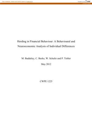 A Behavioural and Neuroeconomic Analysis of Individual Differences