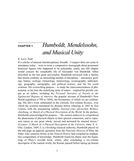Humboldt, Mendelssohn, and Musical Unity R