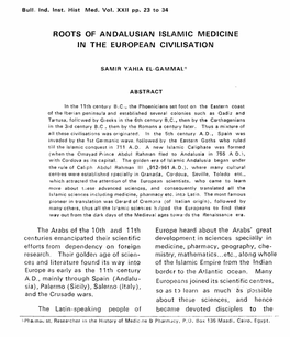 Roots of Andalusian Islamic Medicine in the European Civilisation