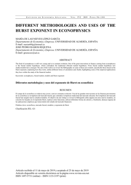 Different Methodologies and Uses of the Hurst Exponent in Econophysics