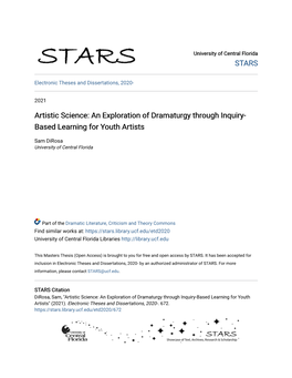 Artistic Science: an Exploration of Dramaturgy Through Inquiry-Based Learning for Youth Artists" (2021)