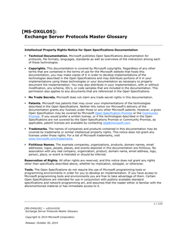 [MS-OXGLOS]: Exchange Server Protocols Master Glossary