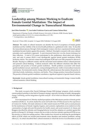 Leadership Among Women Working to Eradicate Female Genital Mutilation: the Impact of Environmental Change in Transcultural Moments