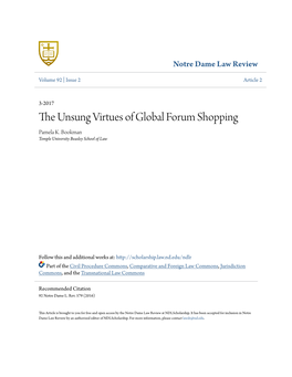 The Unsung Virtues of Global Forum Shopping