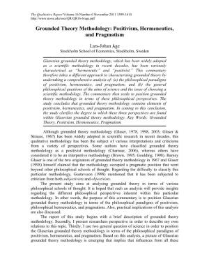 Grounded Theory Methodology: Positivism, Hermeneutics, and Pragmatism