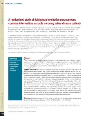 A Randomised Study of Dabigatran in Elective Percutaneous Coronary