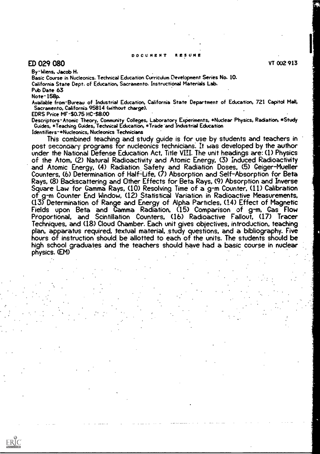 Fields Upon Beta and Gamma Radiation,(15) Comparison of G-M, Gas Flow Peoportional, Andscintillationcounters