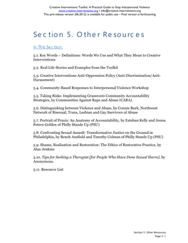 Section 5. Other Resources