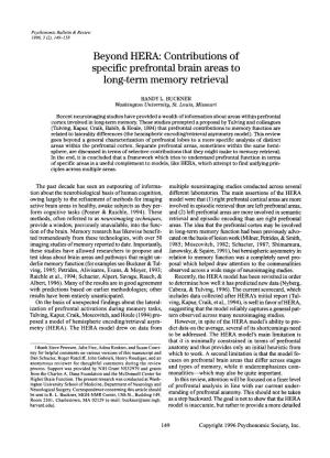 Beyond HERA: Contributions of Specific Prefrontal Brain Areas to Long-Term Memory Retrieval