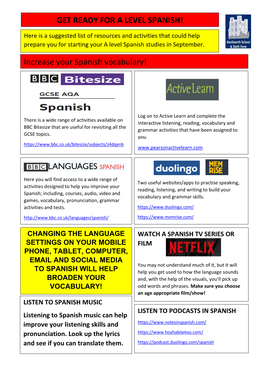 Get Ready for a Level Spanish!