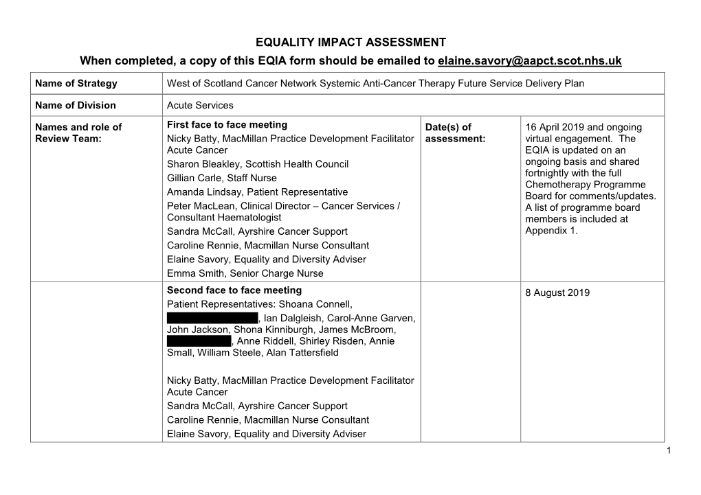 Equality Impact Assessment (EQIA)