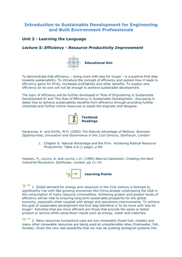 Resource Productivity Improvement