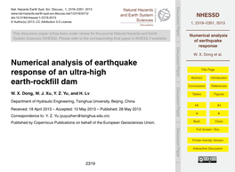 Numerical Analysis of Earthquake Response of an Ultra-High Earth-Rockfill