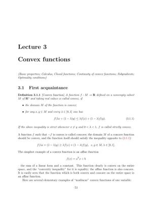 Lecture 3 Convex Functions