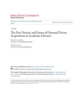 The Past, Present, and Future of Demand Driven Acquisitions in Academic Libraries 1