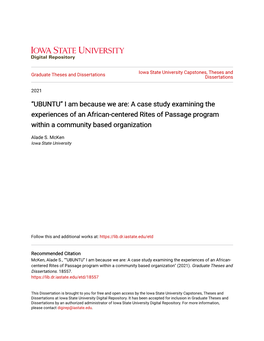 A Case Study Examining the Experiences of an African-Centered Rites of Passage Program Within a Community Based Organization