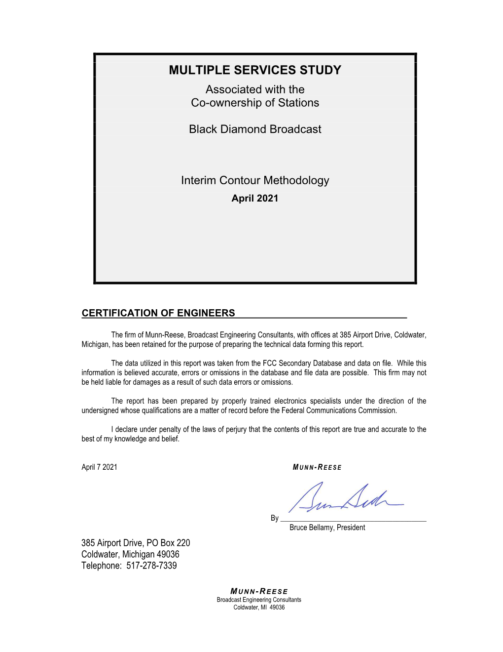 MULTIPLE SERVICES STUDY Associated with the Co-Ownership of Stations