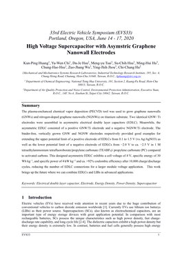 High Voltage Supercapacitor with Asymstric Graphene Nanowall Electrodes
