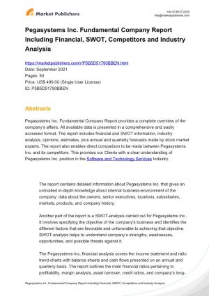 Pegasystems Inc. Fundamental Company Report Including