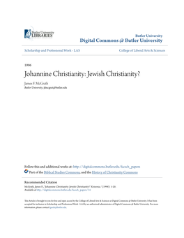 Johannine Christianity: Jewish Christianity? James F