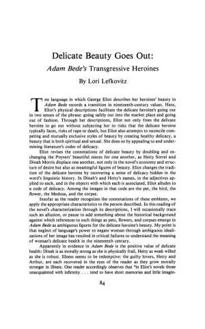 Delicate Beauty Goes Out: "Adam Bede's" Transgressive Heroines