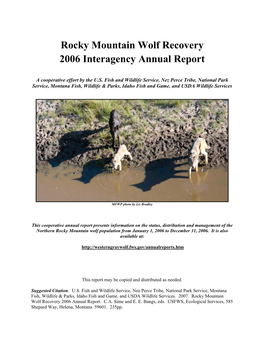 Rocky Mountain Wolf Recovery 2006 Interagency Annual Report (USFWS Et Al