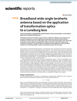 Broadband Wide-Angle Terahertz Antenna Based on the Application Of