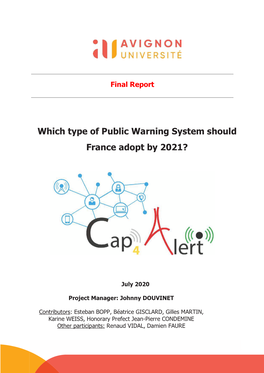 Which Type of Public Warning System Should France Adopt by 2021?