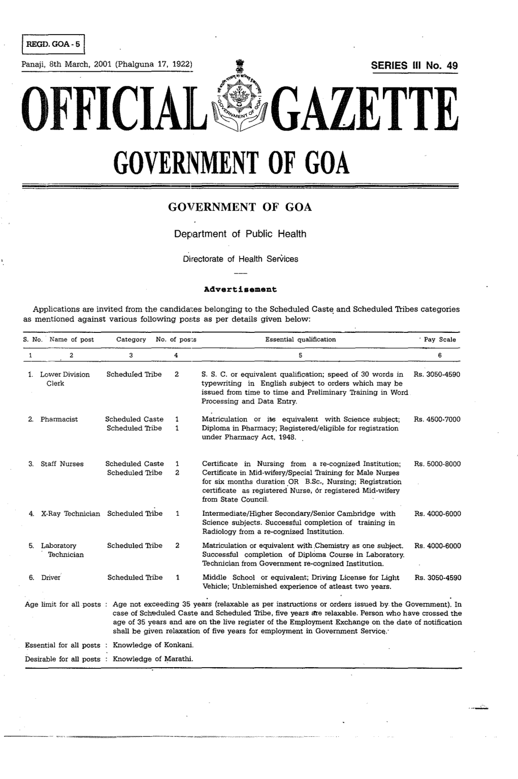 Goverl~~IENT of GOA