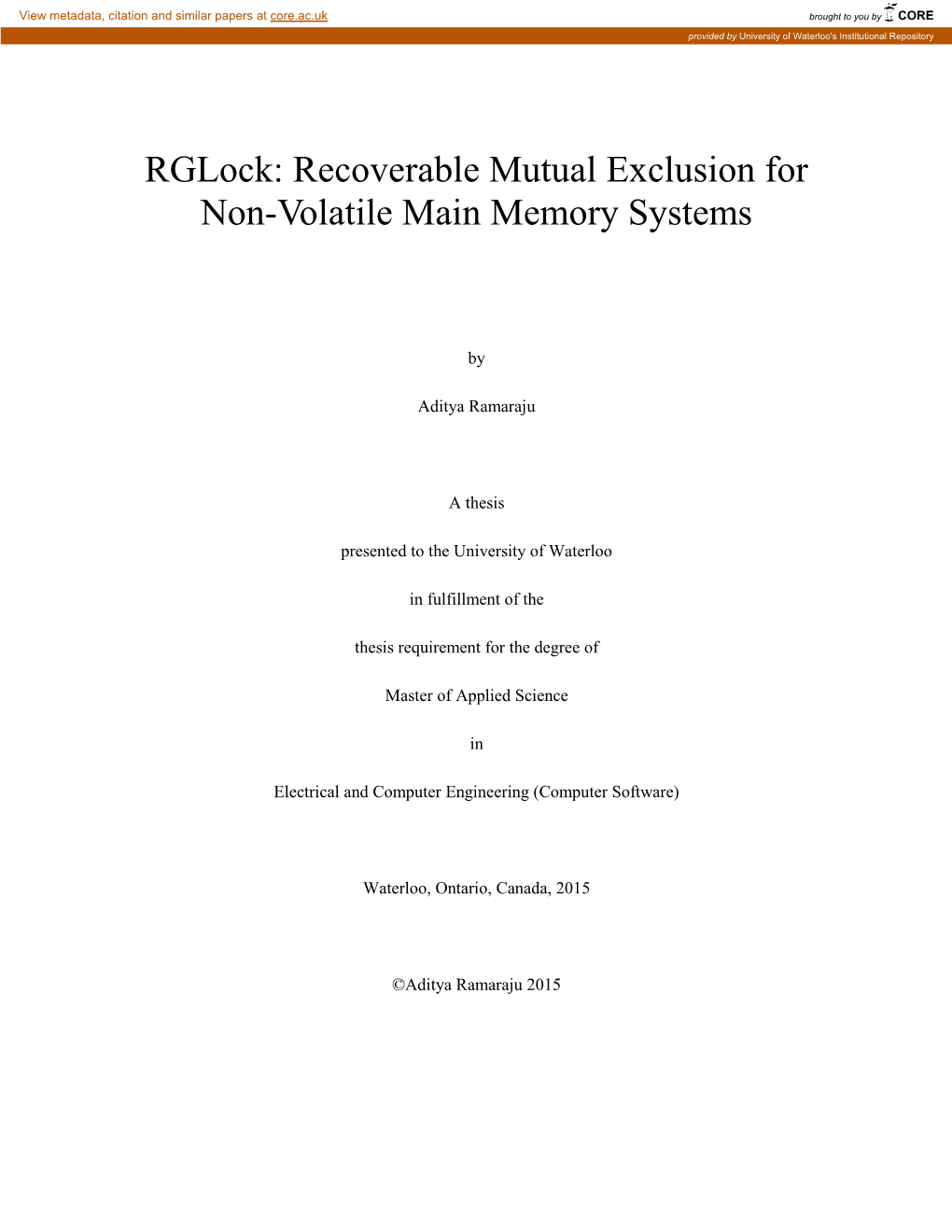 Recoverable Mutual Exclusion for Non-Volatile Main Memory Systems