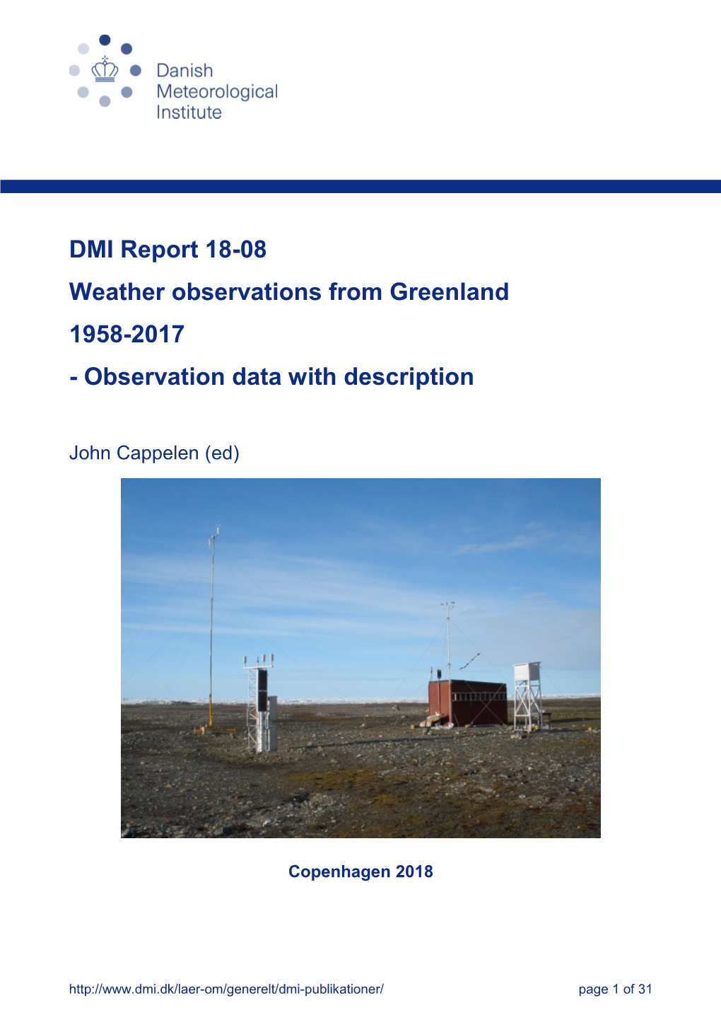 DMI Report 18-08 Weather Observations from Greenland 1958-2017 - Observation Data with Description